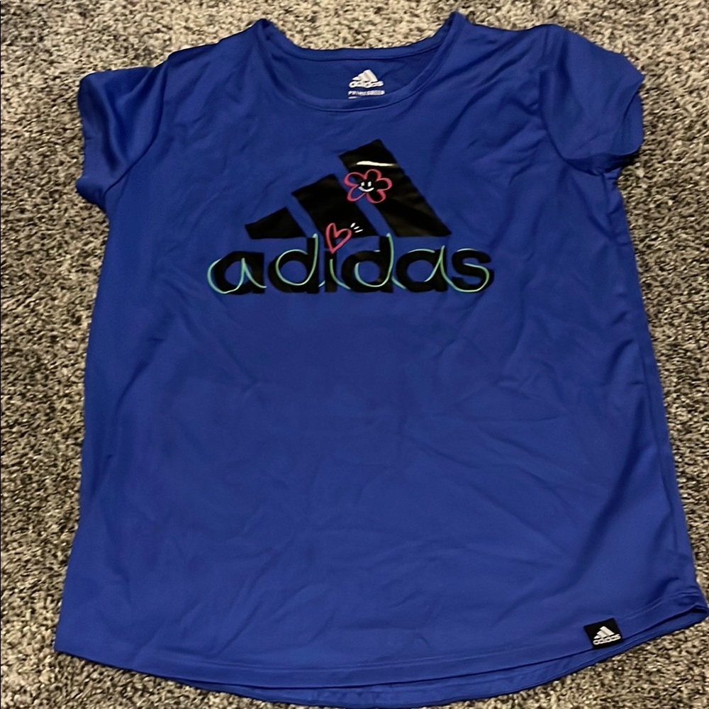 Adidas Kids Blue Tee with Graphic Logo